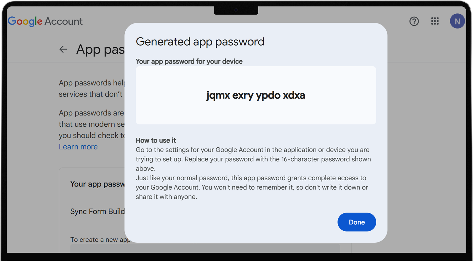 Generate App Password